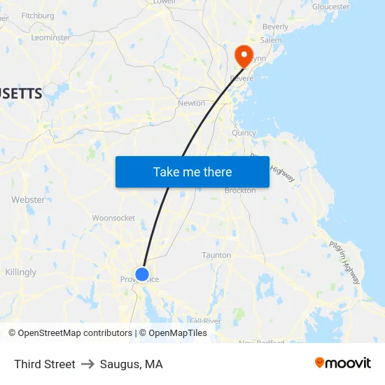 Third Street to Saugus, MA map
