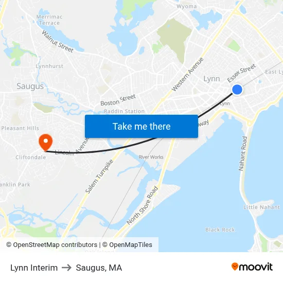 Lynn Interim to Saugus, MA map