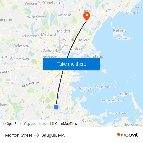 Morton Street to Saugus, MA map