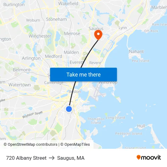 720 Albany Street to Saugus, MA map