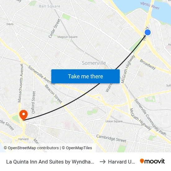 La Quinta Inn And Suites by Wyndham Boston Somerville to Harvard University map
