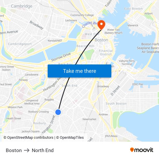 Boston to North End map