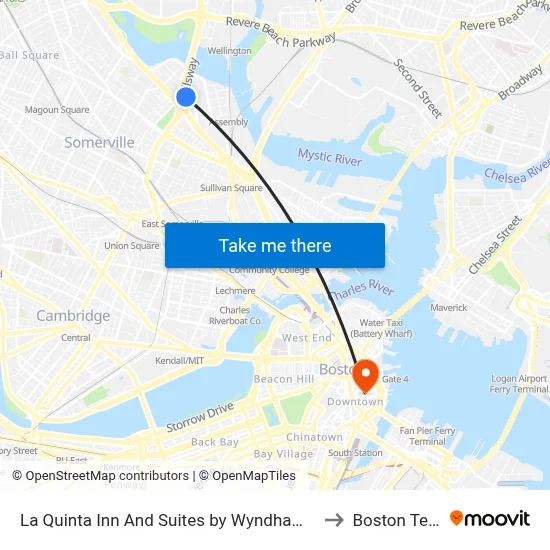 La Quinta Inn And Suites by Wyndham Boston Somerville to Boston Tea Party map