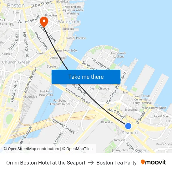 Omni Boston Hotel at the Seaport to Boston Tea Party map