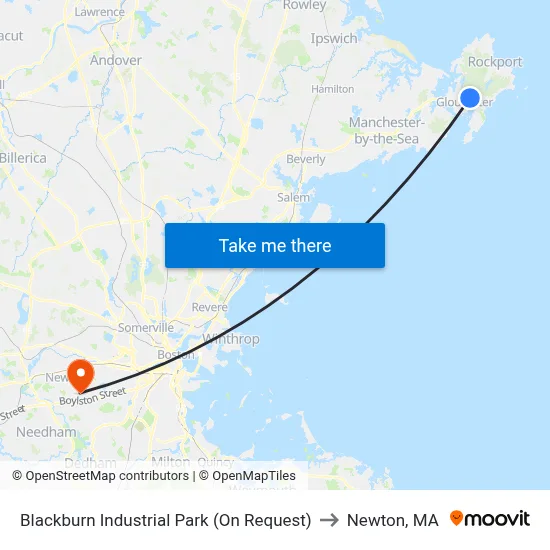 Blackburn Industrial Park (On Request) to Newton, MA map