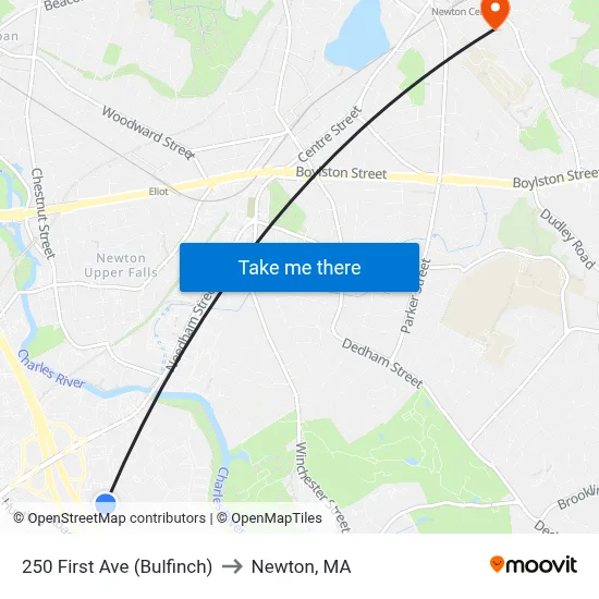 250 First Ave  (Bulfinch) to Newton, MA map