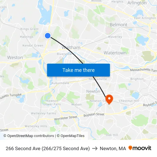 266 Second Ave (266/275 Second Ave) to Newton, MA map