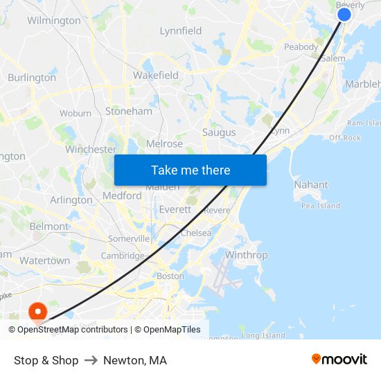 Stop & Shop to Newton, MA map