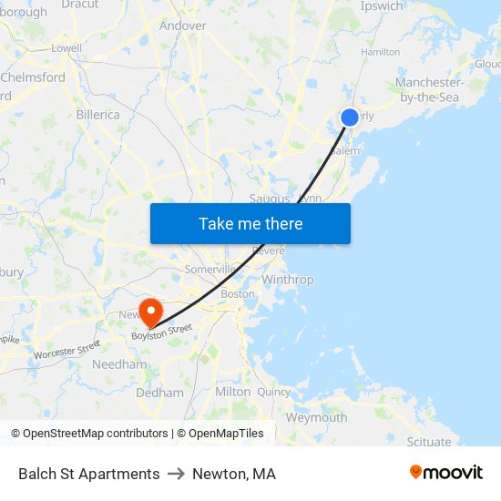Balch St Apartments to Newton, MA map