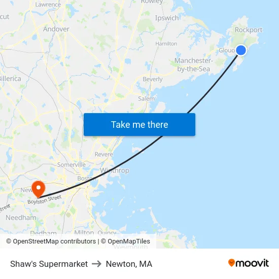 Shaw's Supermarket to Newton, MA map