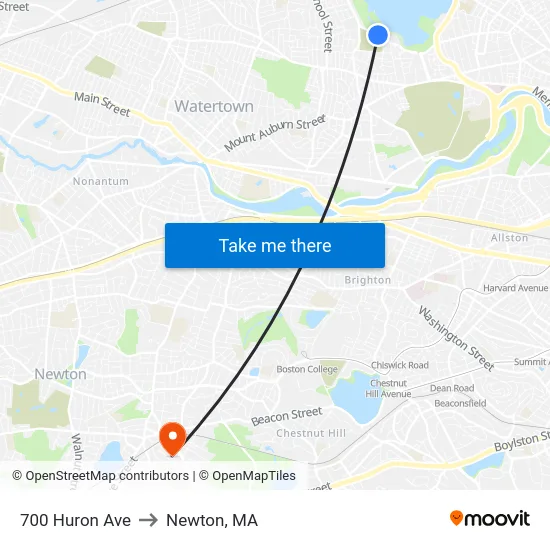 700 Huron Ave to Newton, MA map
