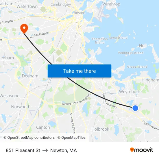 851 Pleasant St to Newton, MA map