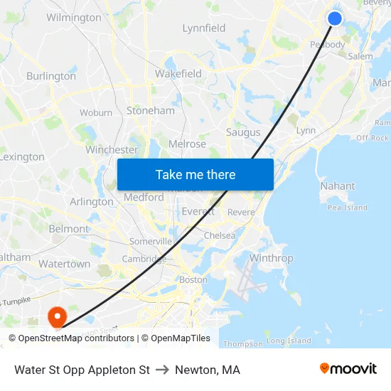 Water St Opp Appleton St to Newton, MA map
