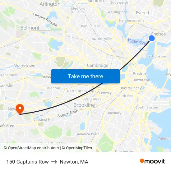 150 Captains Row to Newton, MA map