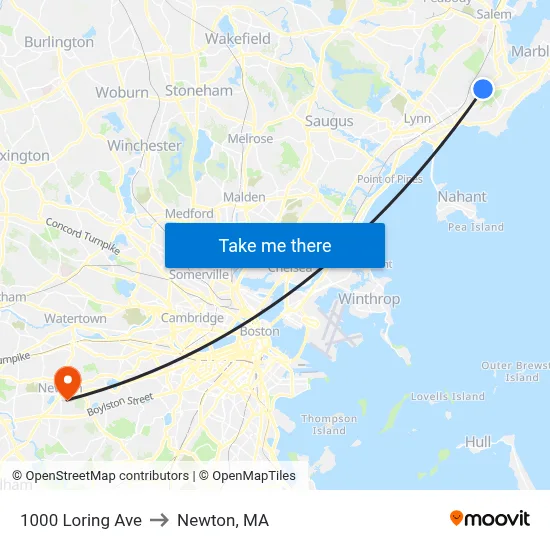 1000 Loring Ave to Newton, MA map