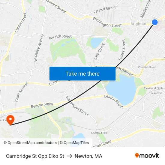 Cambridge St Opp Elko St to Newton, MA map