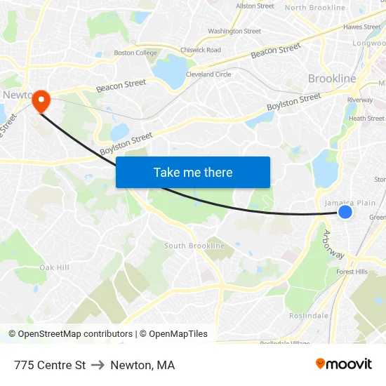 775 Centre St to Newton, MA map