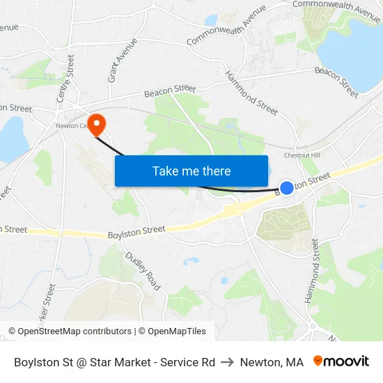 Boylston St @ Star Market - Service Rd to Newton, MA map