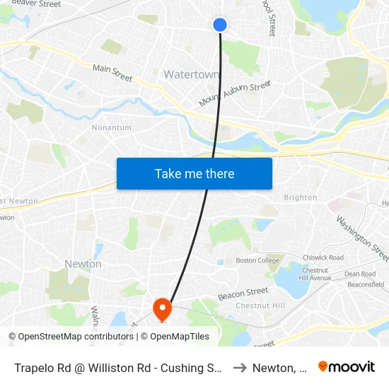 Trapelo Rd @ Williston Rd - Cushing Square to Newton, MA map