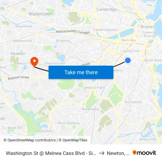 Washington St @ Melnea Cass Blvd - Silver Line to Newton, MA map