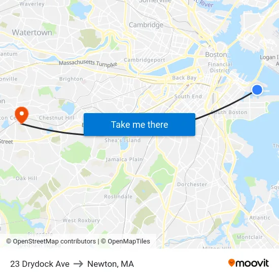23 Drydock Ave to Newton, MA map