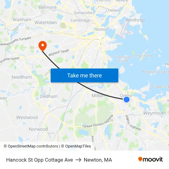 Hancock St Opp Cottage Ave to Newton, MA map
