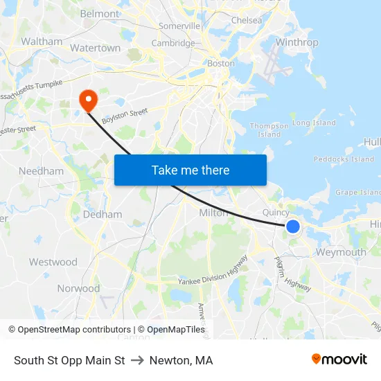 South St Opp Main St to Newton, MA map