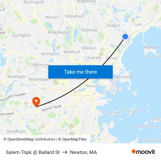 Salem Tnpk @ Ballard St to Newton, MA map