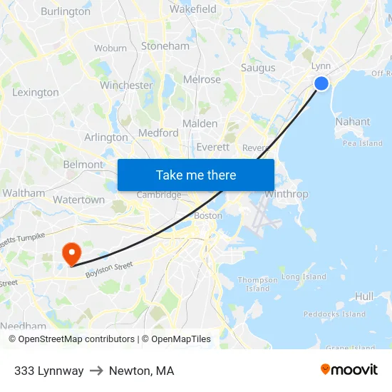 333 Lynnway to Newton, MA map