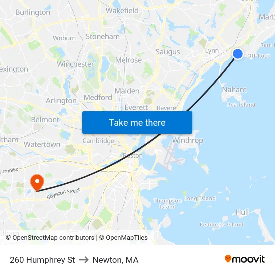 260 Humphrey St to Newton, MA map