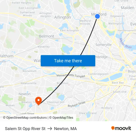 Salem St Opp River St to Newton, MA map