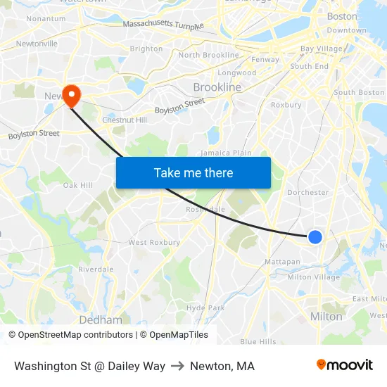 Washington St @ Dailey Way to Newton, MA map