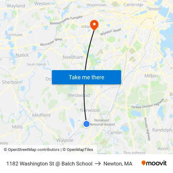 1182 Washington St @ Balch School to Newton, MA map