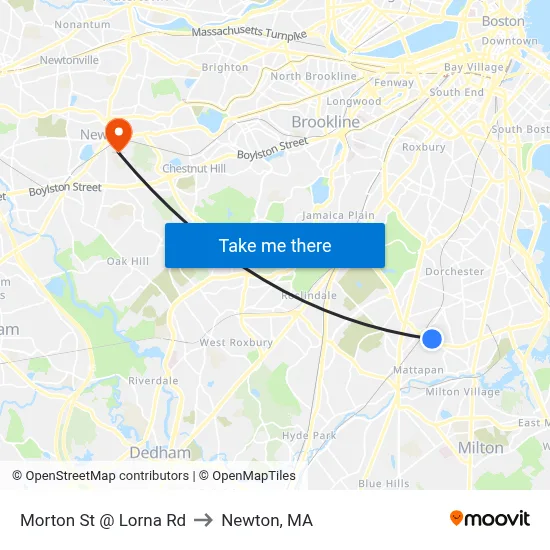 Morton St @ Lorna Rd to Newton, MA map
