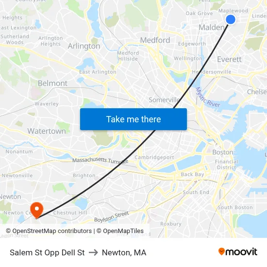 Salem St Opp Dell St to Newton, MA map