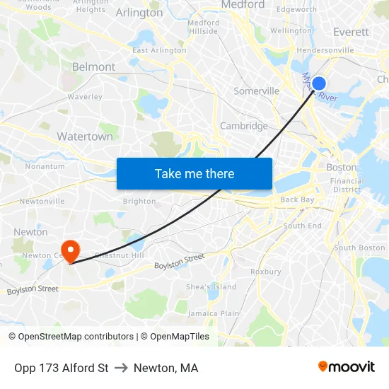Opp 173 Alford St to Newton, MA map