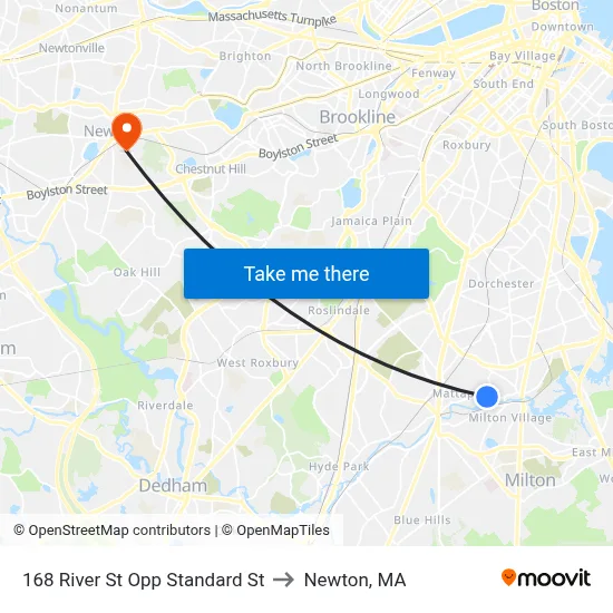 168 River St Opp Standard St to Newton, MA map
