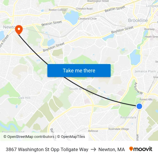 3867 Washington St Opp Tollgate Way to Newton, MA map