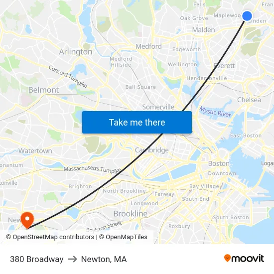 380 Broadway to Newton, MA map