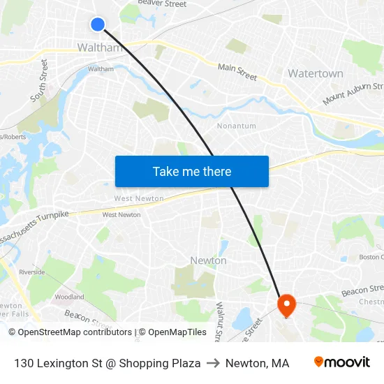 130 Lexington St @ Shopping Plaza to Newton, MA map