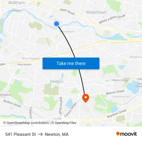541 Pleasant St to Newton, MA map