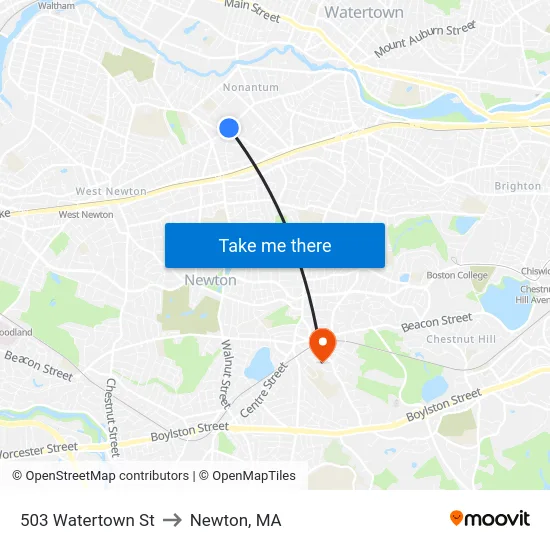 503 Watertown St to Newton, MA map