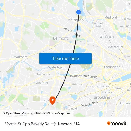 Mystic St Opp Beverly Rd to Newton, MA map