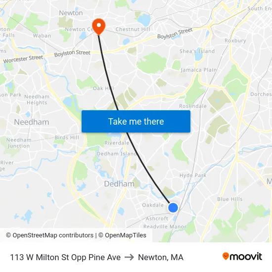 113 W Milton St Opp Pine Ave to Newton, MA map