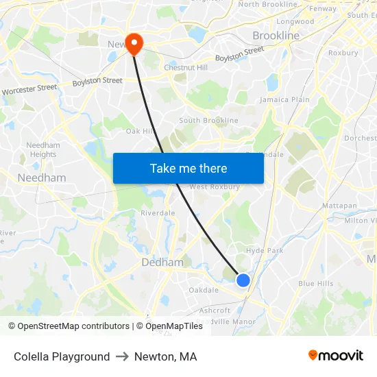 Colella Playground to Newton, MA map