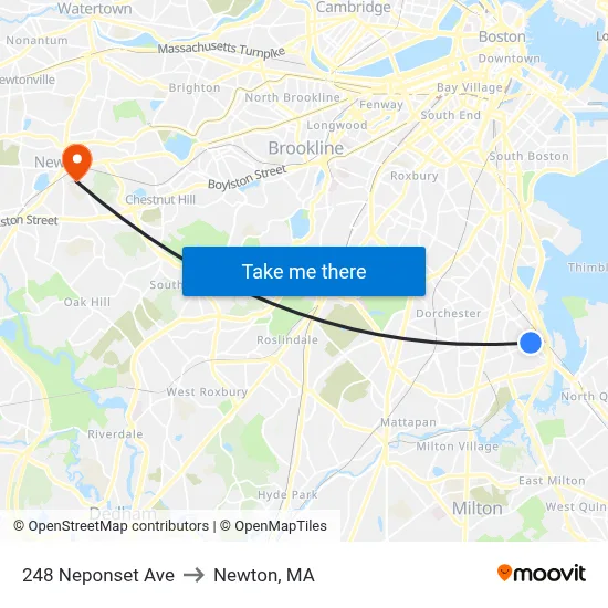 248 Neponset Ave to Newton, MA map