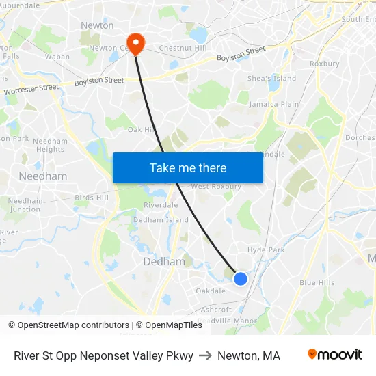 River St Opp Neponset Valley Pkwy to Newton, MA map