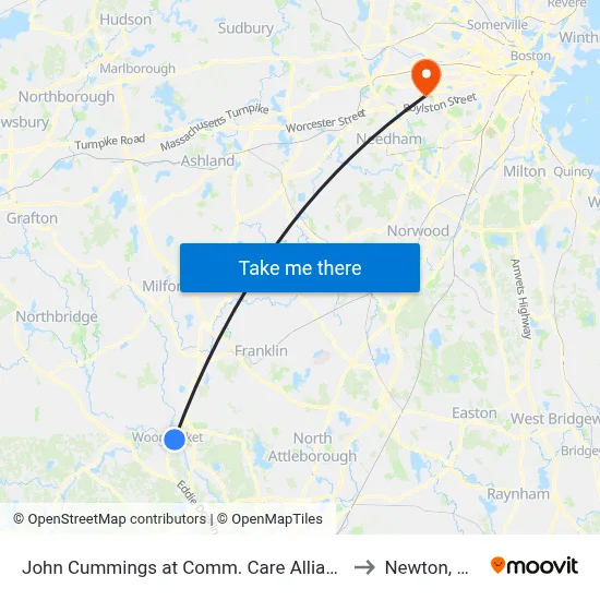 John Cummings at Comm. Care Alliance to Newton, MA map