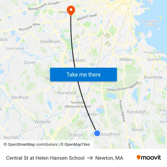 Central St at Helen Hansen School to Newton, MA map
