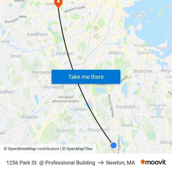1256 Park St. @ Professional Building to Newton, MA map